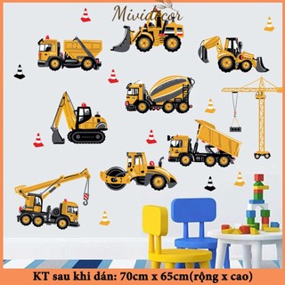 Decal dán tường cho bé Mividecor hình dán tường phòng ngủ xe oto, xe bồn - TV6076