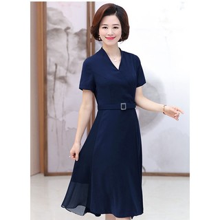 Đầm xòe tay con vạt chéo kèm belt VD640