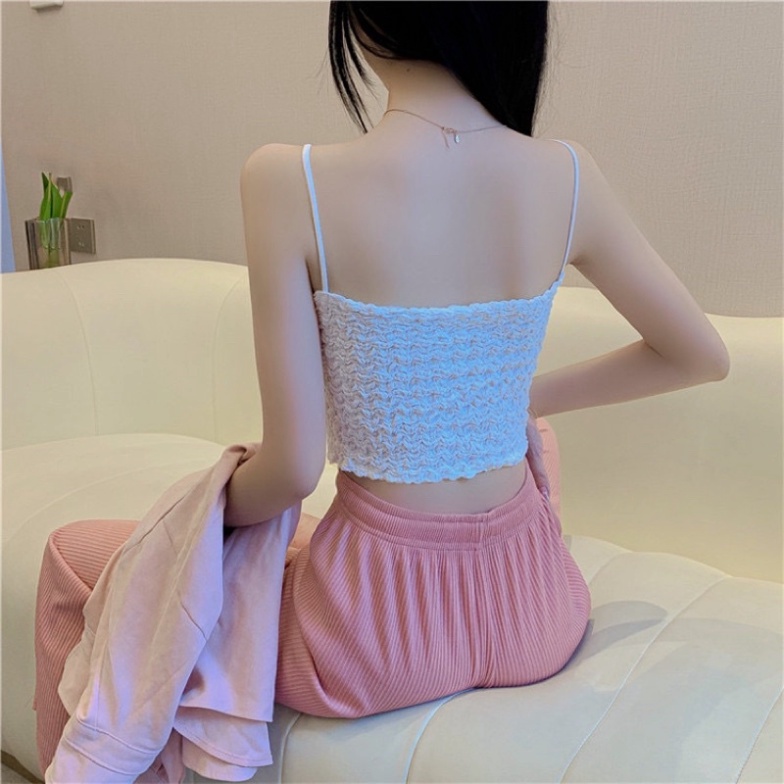 Áo 2 dây - áo Bra Hai Dây Nữ Xốp Nhún Dáng Lửng croptop nội y xanh - chất mát - màu xanh, hồng,vàng, đen, trắng