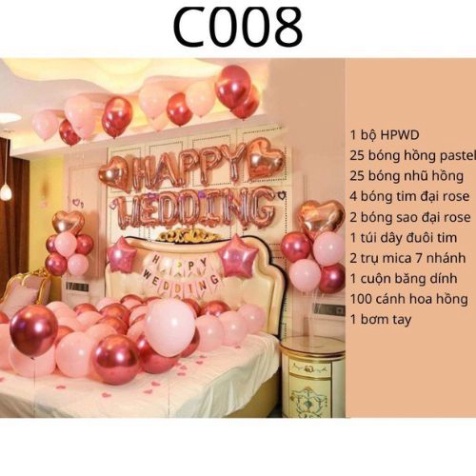 Sét Bóng Trang Trí Phòng Cưới, Bóng Bay Trang Trí Phòng Cưới