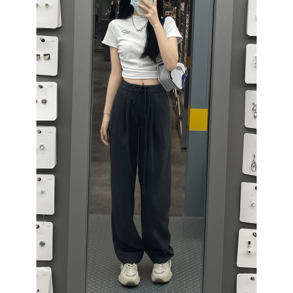 Ethelgirl Áo Croptop Tay Ngắn Cổ Tròn Thiết Kế Xếp Ly Quyến Rũ