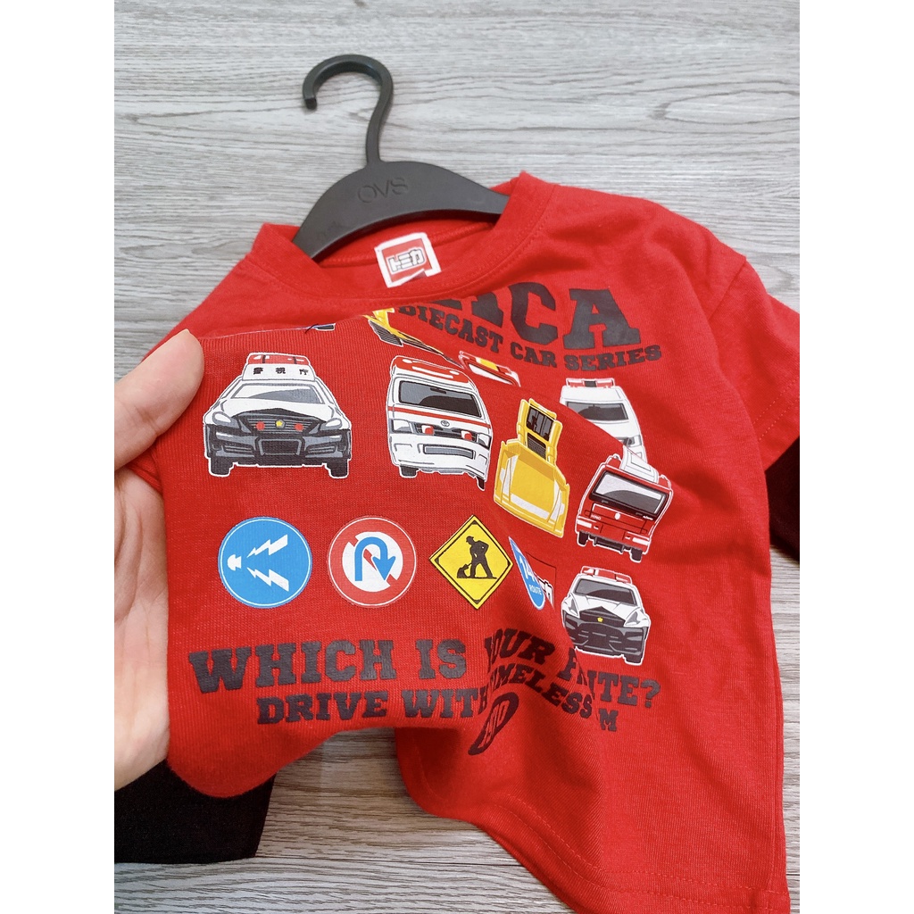 Áo dài tay bé trai hình xe ô tô, hàng vnxk nhật.