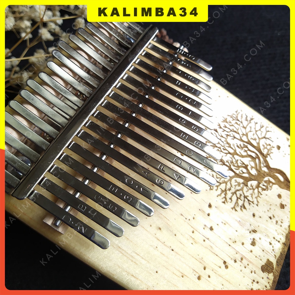 Đàn Kalimba 17 phím khắc cây nguyên khối KL34, Kalimba giá rẻ tặng đầy đủ phụ kiện
