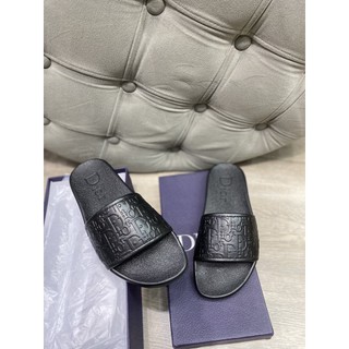 Slide sandal dior 'black'. dép dior da thật đen