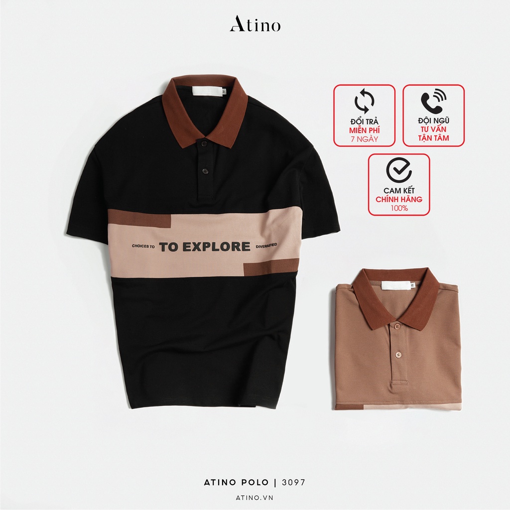 Áo Polo Nam ATINO vải cá sấu Cotton thoáng mát trẻ trung chuẩn form regular PL2.3097