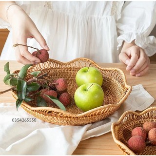 Khay mây| đĩa mây để trái cây trang trí bàn ăn