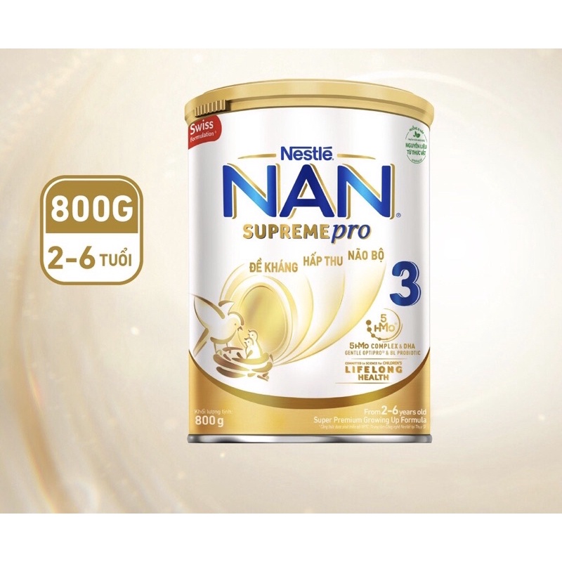Sữa Nan Supreme Pro số 3 800g (2-6T)( Mẫu mới)
