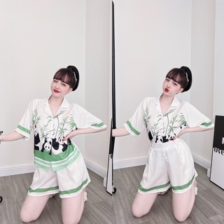 BIGSIZE Bộ lụa xước đùi nút bọc size dưới 65kg