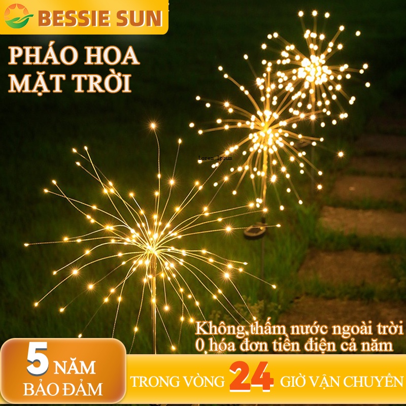 【vận chuyển từ việt nam】 Bessie Sun Pháo hoa mặt trời chất lượng cao khinh miệt ánh sáng mặt trời 90LED / 150LED 8 chế độ Mặt đất Ánh sáng Mặt trời Light Vườn Mặt trời chống thấm ánh sáng mặt trời ánh sáng ngoài trời