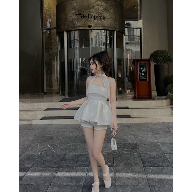 Set Bộ Áo Cúp Xoè Dây Nơ Mềm Kèm Quần Short Tapta