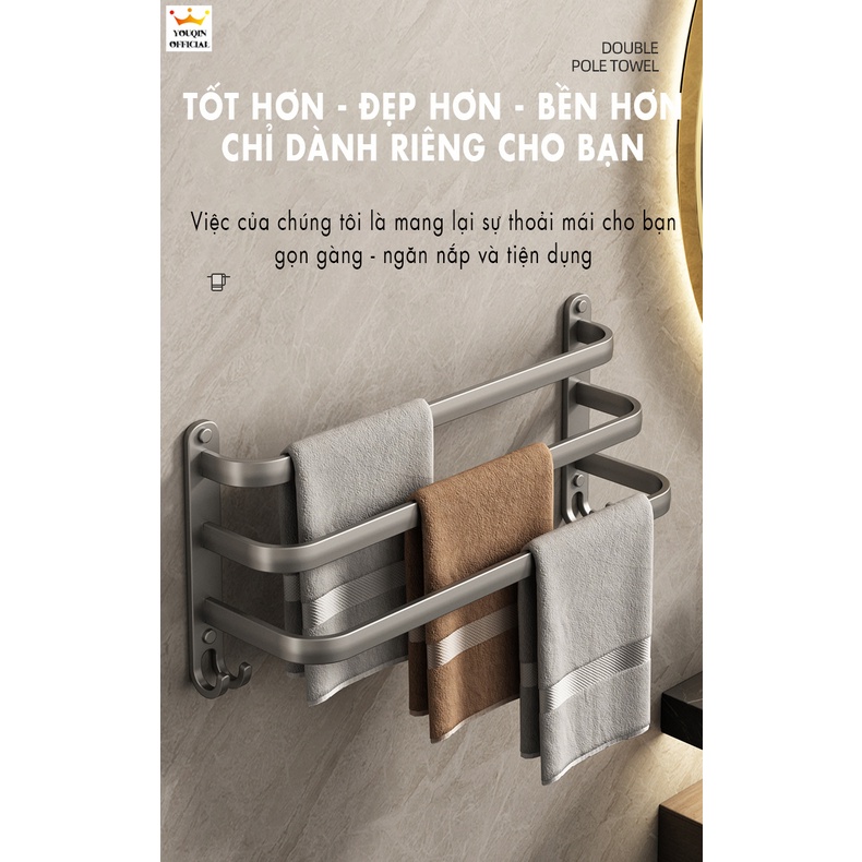 Thanh Treo Khăn Phòng Tắm Kèm Móc Dán Tường - YouQin