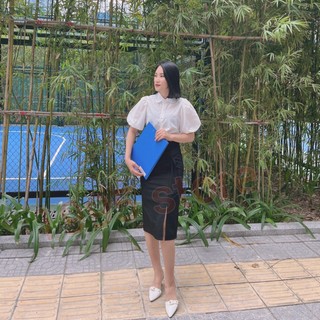 [Ảnh thật]CS002. Set Sơ mi tay bồng chân váy