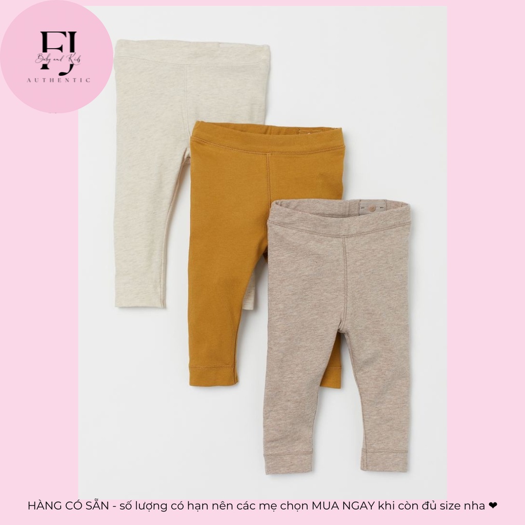 Quần legging trẻ em chính hãng HM, quần bé gái quần legging nâu, legging vàng, legging be, hàng hiệu cho bé size 6-9m