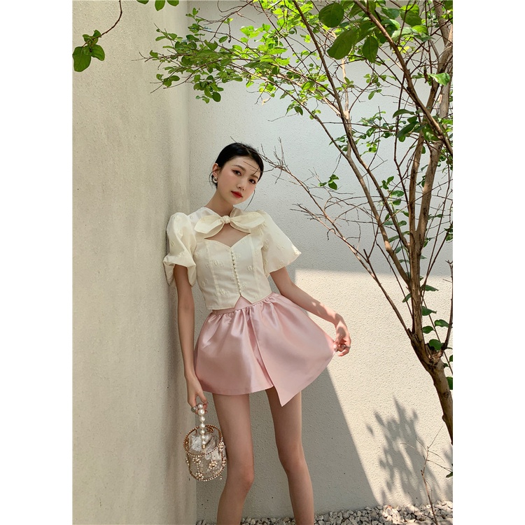 Set váy thiết kế cao cấp La.na áo tiểu thư thêu hoa cá tính chất liệu lụa - SB353