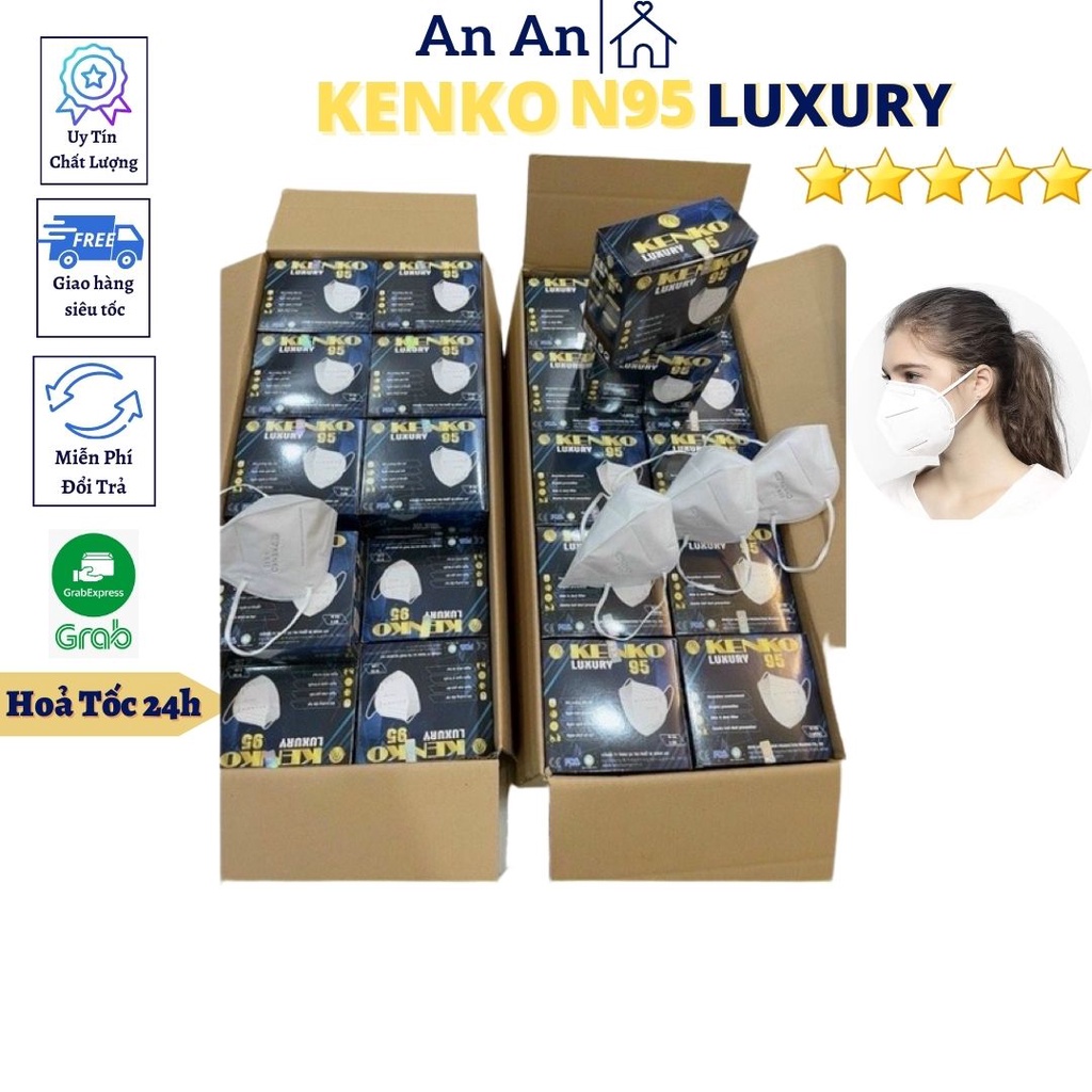 Thùng 50 Hộp Khẩu Trang Y Tế VN95 Kenko Luxury 5 Lớp Kháng Khuẩn Chống Bụi Siêu Mịn (hộp 10 cái)