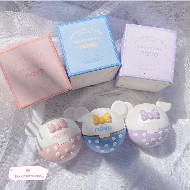 Mặt Nạ Môi Dưỡng Ẩm Tẩy Tế Bào Chết Không Màu Trong Suốt Novo hình gấu cực dễ thương