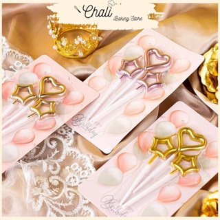 Nến trang trí bánh kem, cắm bánh kem -  Set 3 nến Sao Tim - Phụ Kiện Trang Trí Bánh Kem Sinh Nhật