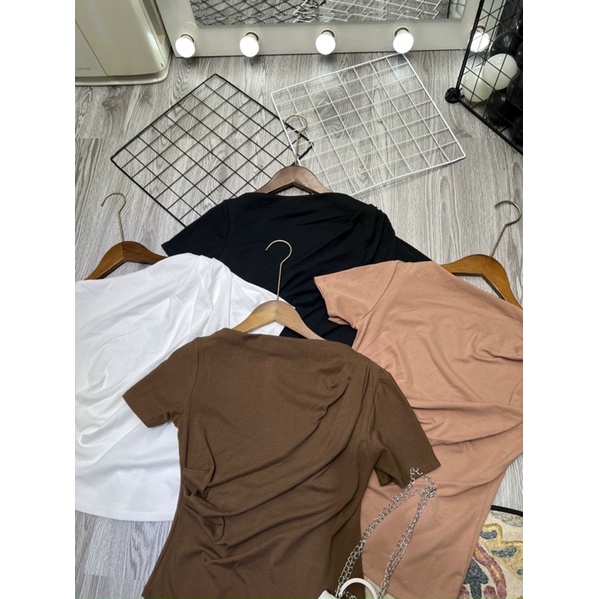 Áo Lệch Vai Rúm Eo ,vạt lệch , Áo Kiểu Nữ Lệch Vai Sẻ Điệu Đà B65