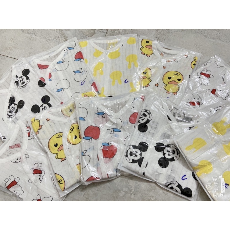 Bộ cotton cộc giấy cúc cài chéo chất mềm mát thấm hút mồ hôi cho trẻ sơ sinh/ bé sơ sinh trai và gái
