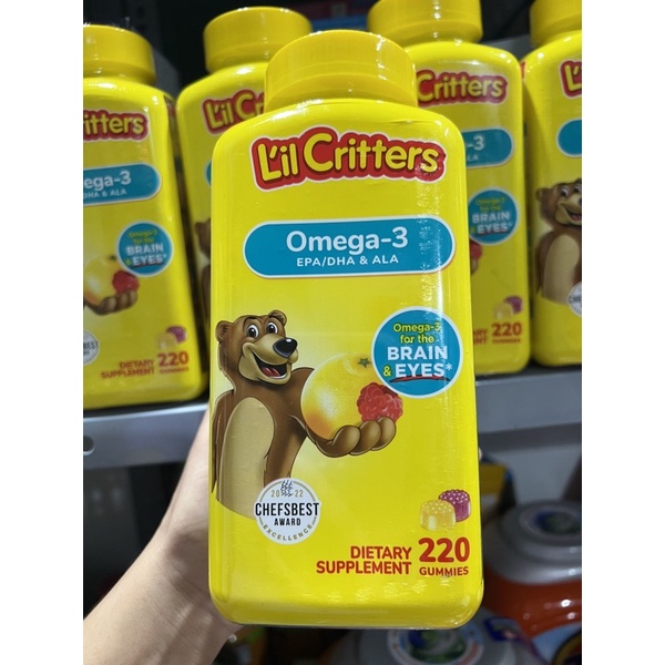 Kẹo dẻo L'il Critter Gummy Omega-3 EPA, DHA & ALA cho trẻ 220 viên