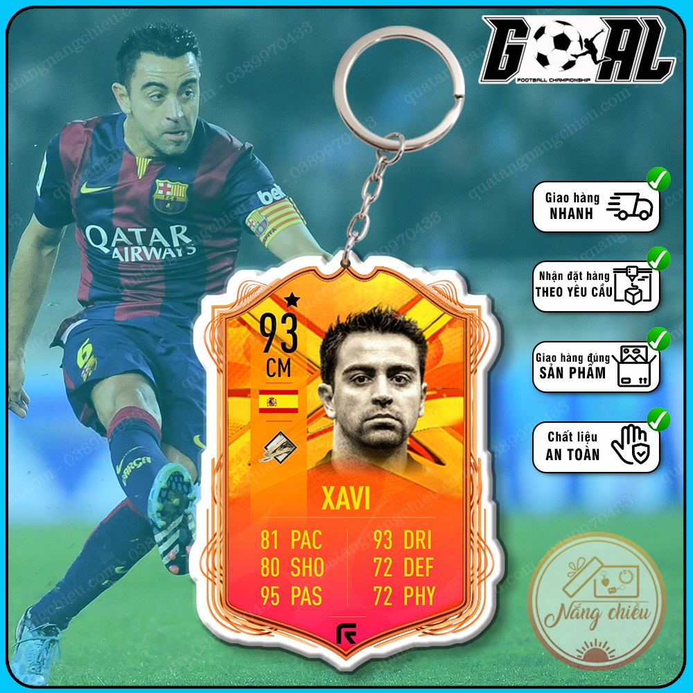 Móc khóa cầu thủ bóng đá chuyên nghiệp - In hình Xavier Hernández Creus - Thẻ Icon bóng đá gaming[13961-13972]