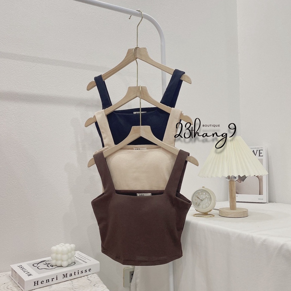 Áo 2 dây bản to , áo 2 dây croptop có mút ngực chất Zip cao cấp co dãn 4 chiều màu đen màu trắng 23thang9 boutique | BigBuy360 - bigbuy360.vn