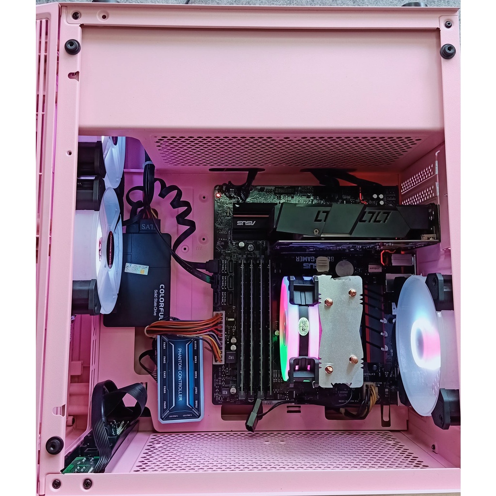Case Pc Gaming đèn led màu hồng đẹp dành học tập, giải trí,..