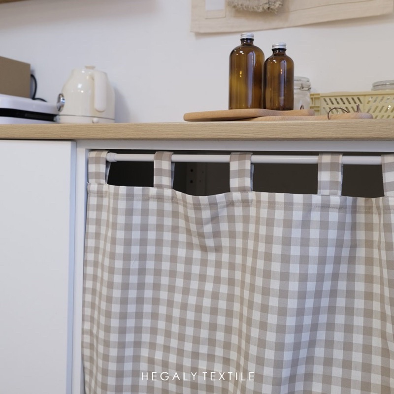 Rèm Bếp Kiểu Nhật Vải Caro Vintage