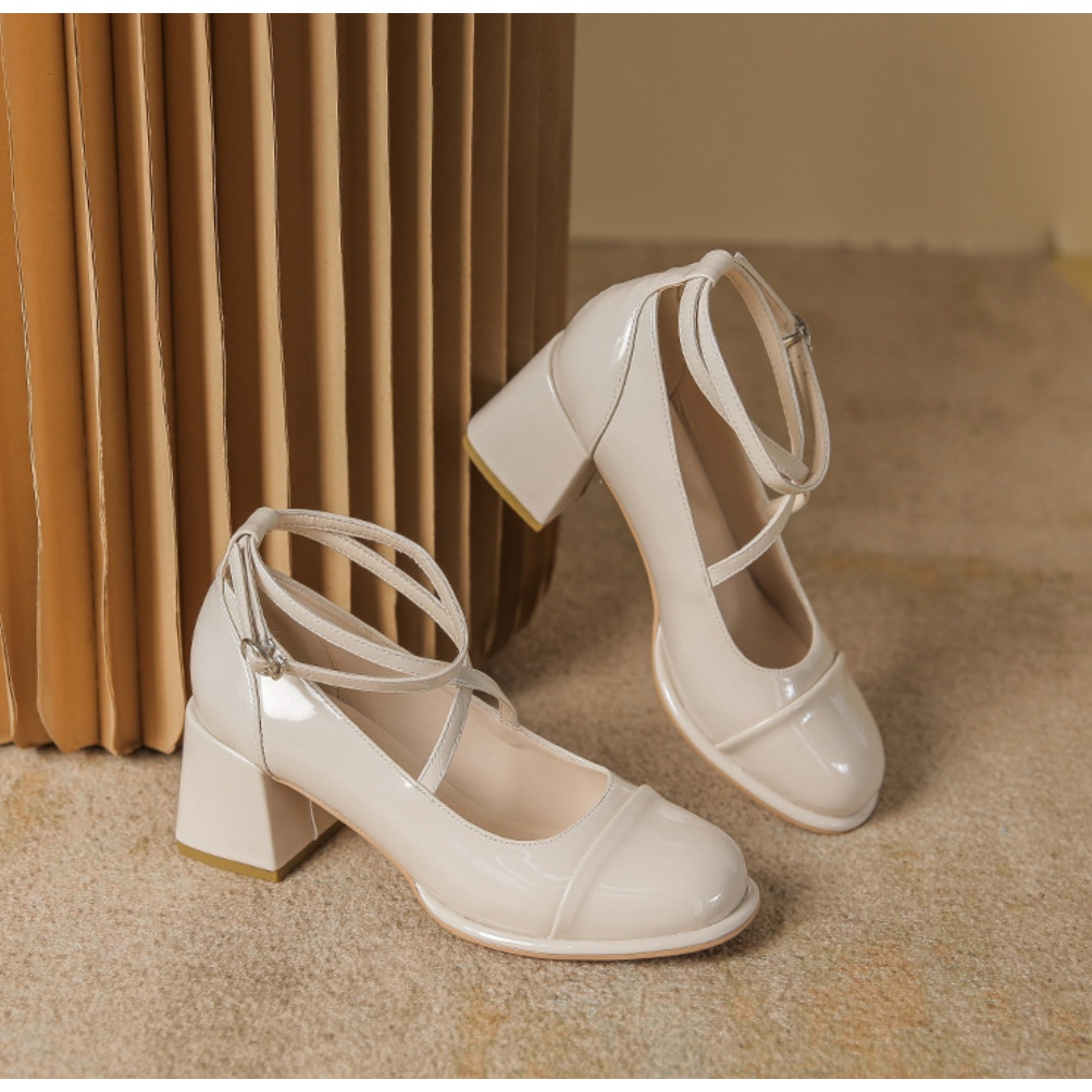 Sandal Cao Gót 5 Phân Bít Mũi Quai Chéo