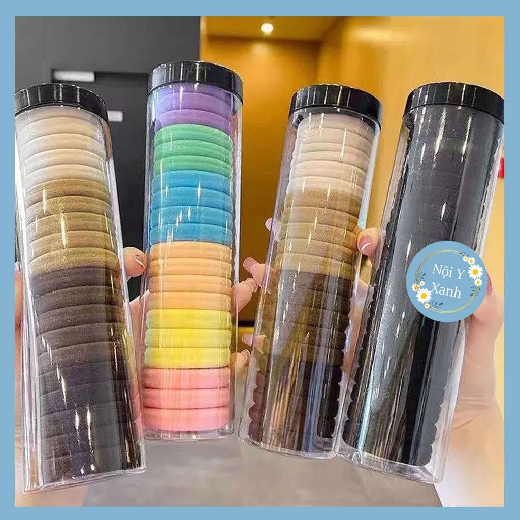 Ống 20 Dây Cột Tóc cao su đặc Màu Pastel trang điểm korea Cho Nữ nội y xanh - chất mát