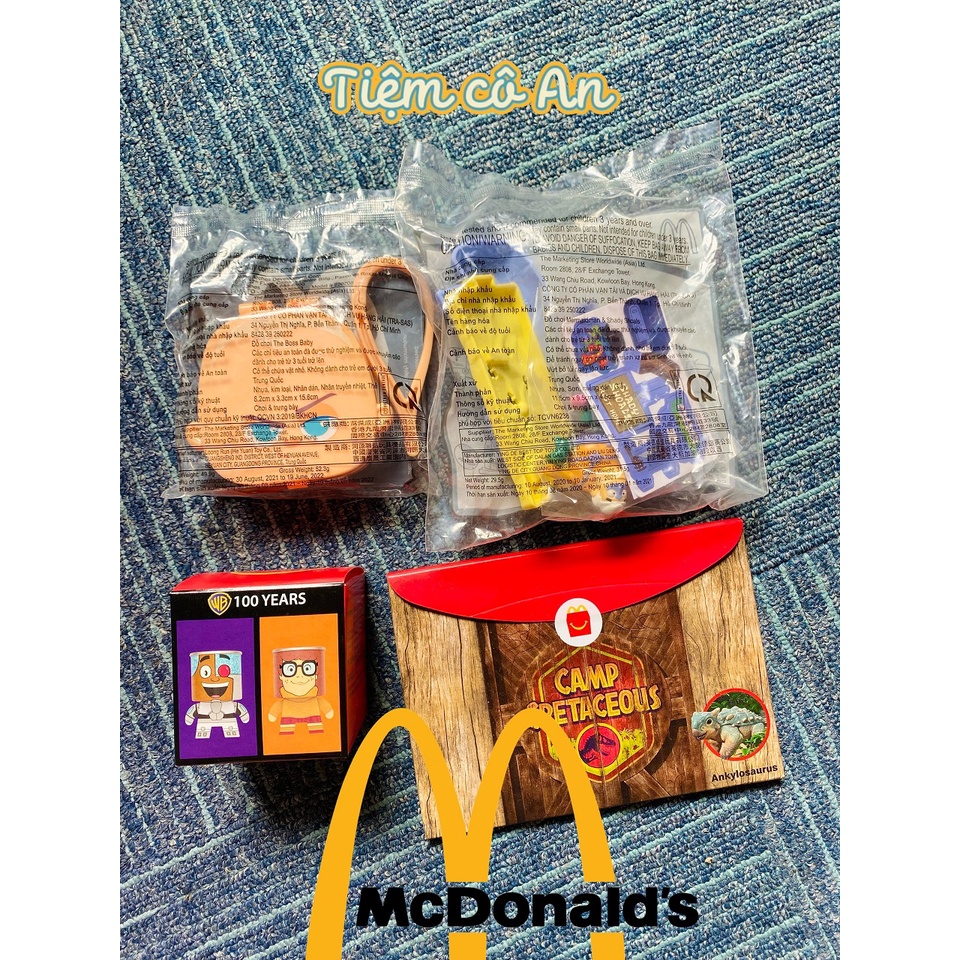 Combo đồ chơi McDonald's Happy meal Bob bọt biển Dreamworks Khủng long Siêu nhân