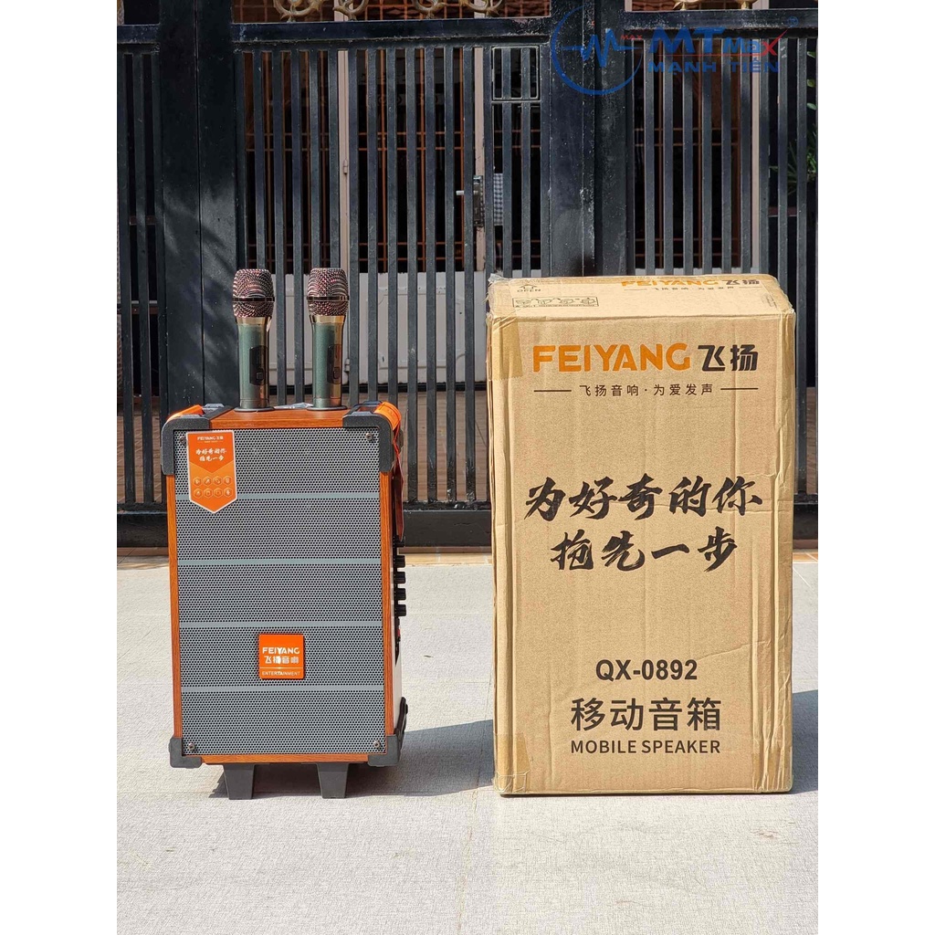 Loa kéo di động thùng gỗ QX - 0892 mini tặng kèm micro dòng loa karaoke phục vụ cho cả gia đình hoặc bạn bè