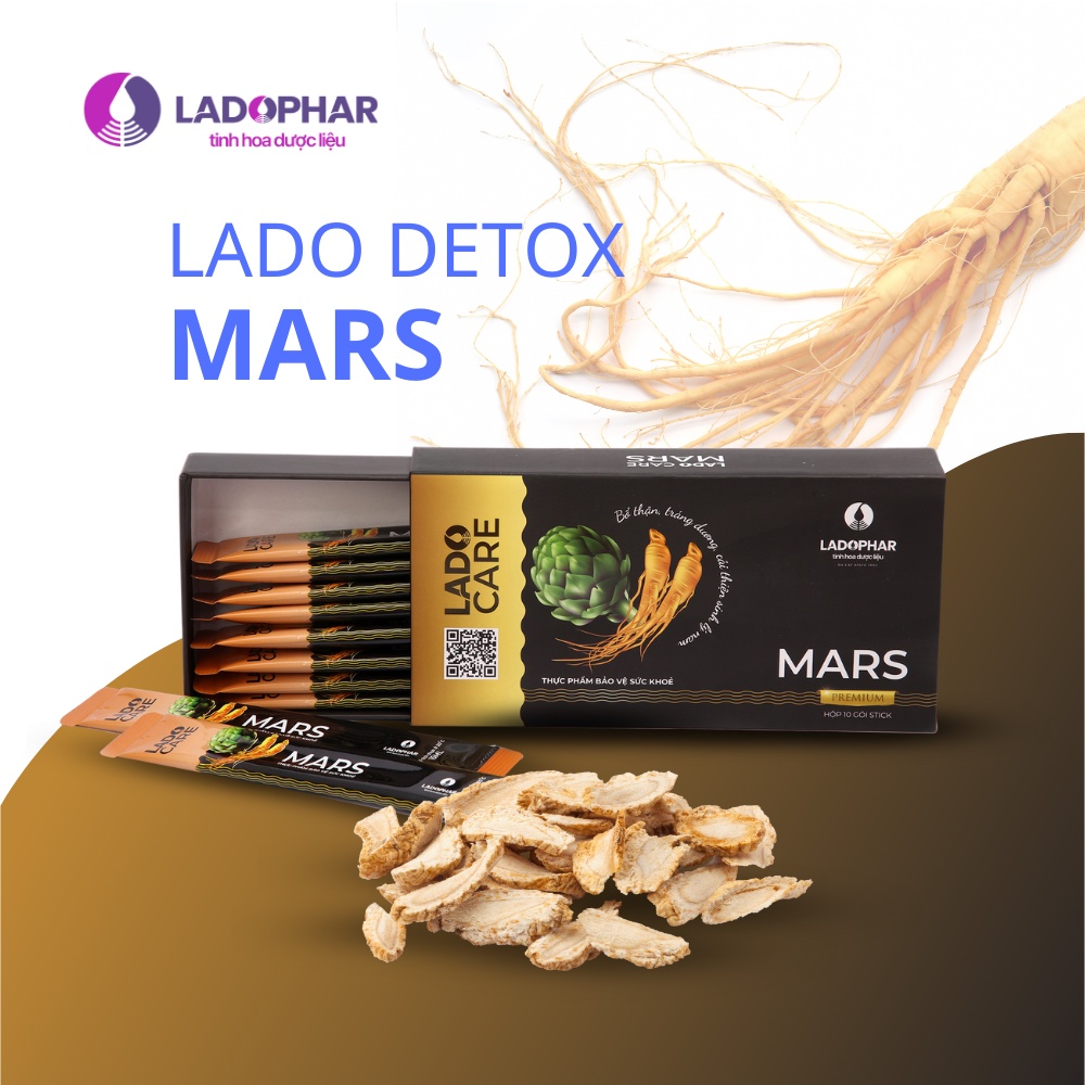 Nước tăng cường sức khỏe Nam Ladophar Lado Care Mars Hộp 10 Gói