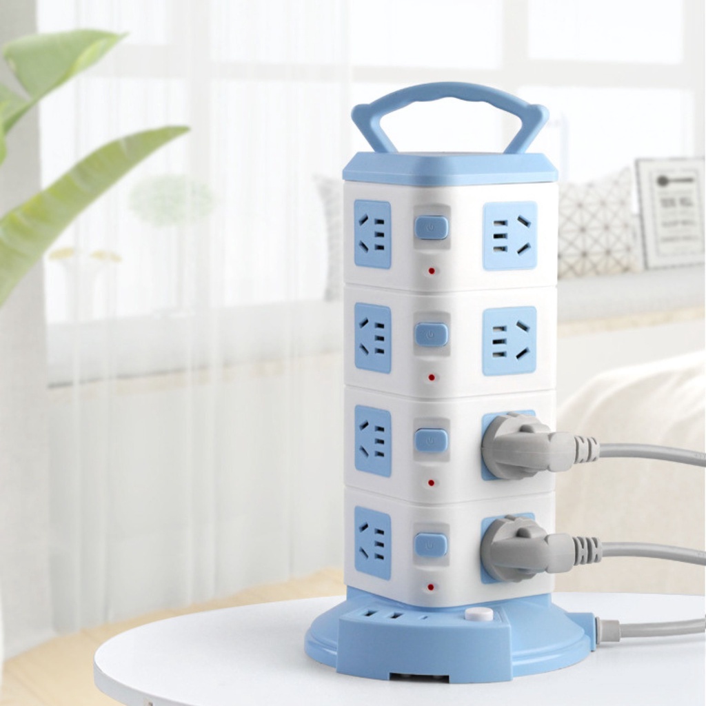 Ổ cắm điện đa năng 4 tầng 16 ổ cắm 3 Cổng USB xoay tròn bảo hành 12 tháng chống cháy nổ chống giật từ Khodaumoisi