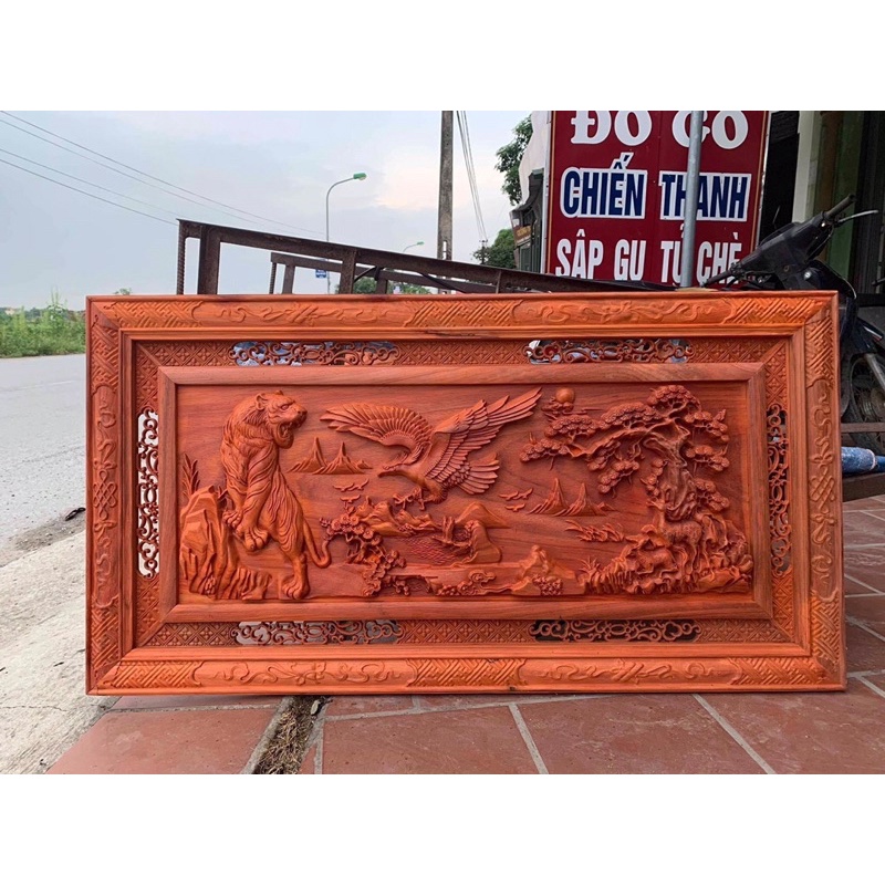 Tranh gỗ hương anh hùng tương ngộ rộng 127 cm . Tranh treo tường trang trí phong thuỷ gia đình, công ty , cửa hàng