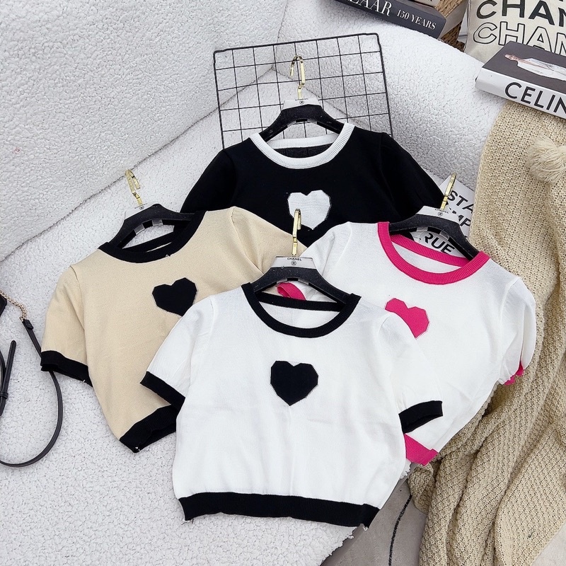 Áo Len Mongtoghi Tim Phối Màu Dáng Croptop Mã TH11