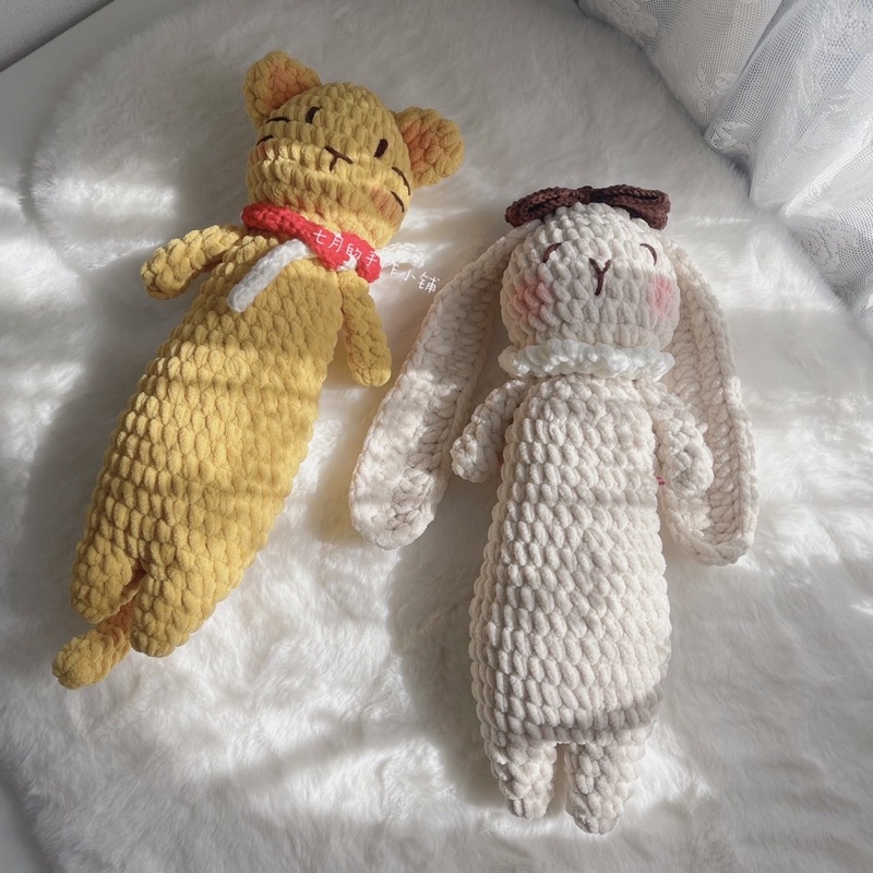 DIY Gói Nguyên Liệu Móc Mèo Tai Ngắn Và Thỏ Tai Dài - Quà Tặng Handmade Tự Làm Móc thú nhồi bông