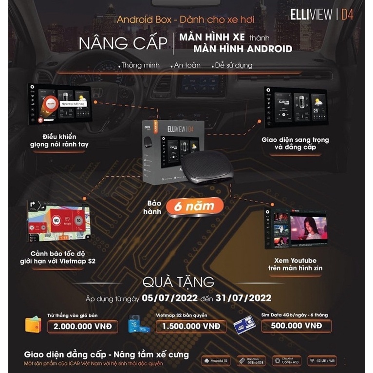 Android Box D4 Ram 4gb-64gb Bảo Hành 6 Năm Tặng VietMap S2