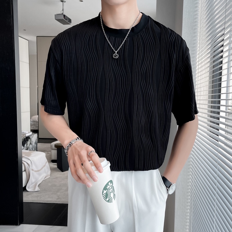 Áo thun nam Soonvn,chất liệu thun gân vân sóng nổi co giãn 4 chiều,thấm hút mồ hôi tốt P01