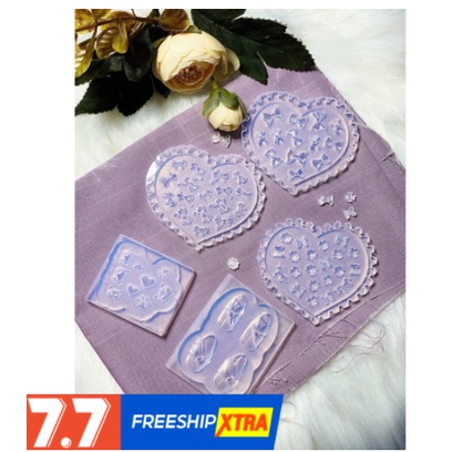 Khuôn silicon gấu, tim, nơ, hoa mẫu mới siêu đáng yêu