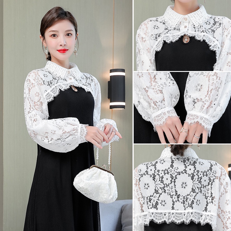 Cổ áo giả tay dài phối ren thiết kế thời trang dành cho nữ