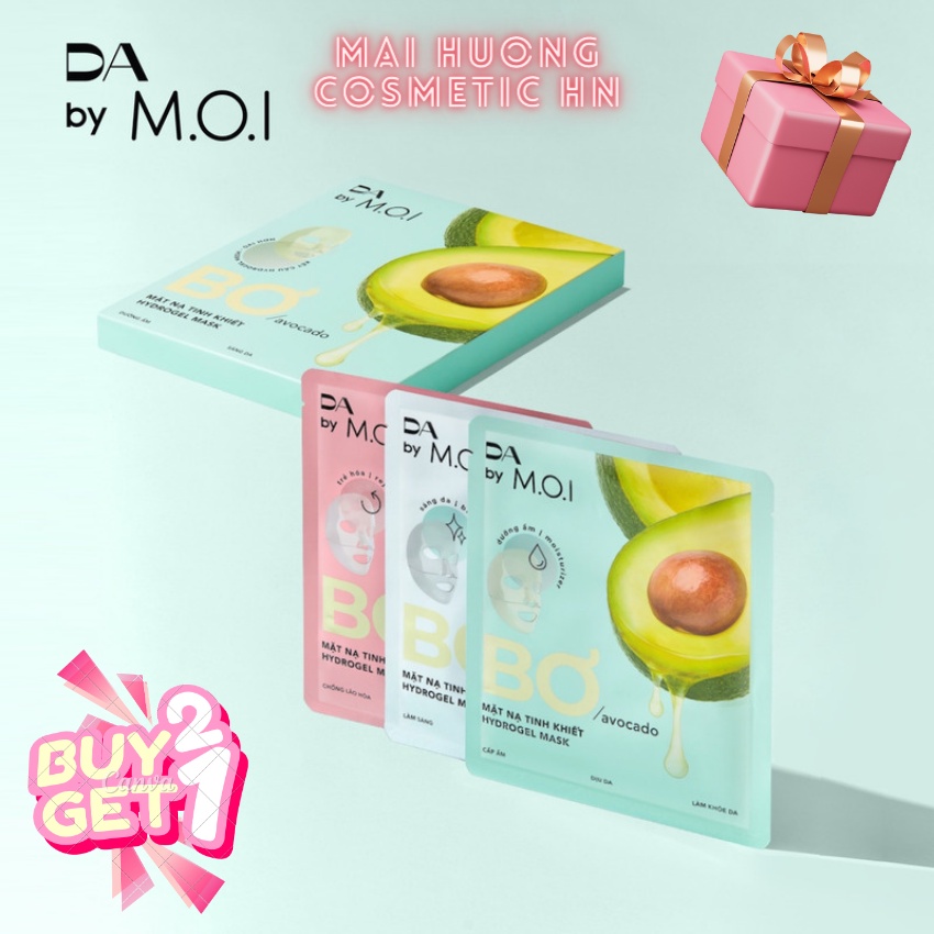 Hộp 3 miếng mặt nạ bơ tinh khiết dạng thạch trắng da chống lão hóa cấp ẩm cho da M.O.I Cosmetics 10g