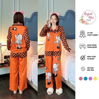 Bộ ngủ pijama gấm xước cao cấp -đồ bộ mặc nhà siêu xinh size 40kg_55kg
