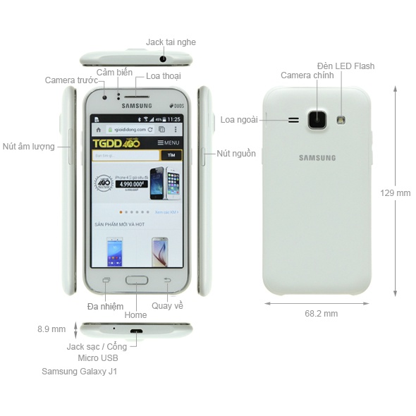 Samsung J1  kèm pin NEW 100%