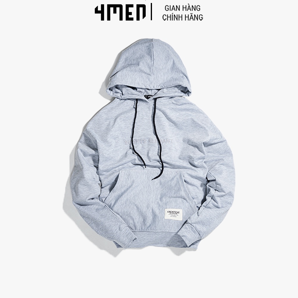 Áo Hoodie Nam Sports Elegant 4MEN AK011 có nón chất vải terry cotton thấm mồ hôi, thoáng mát, form loose thoải mái