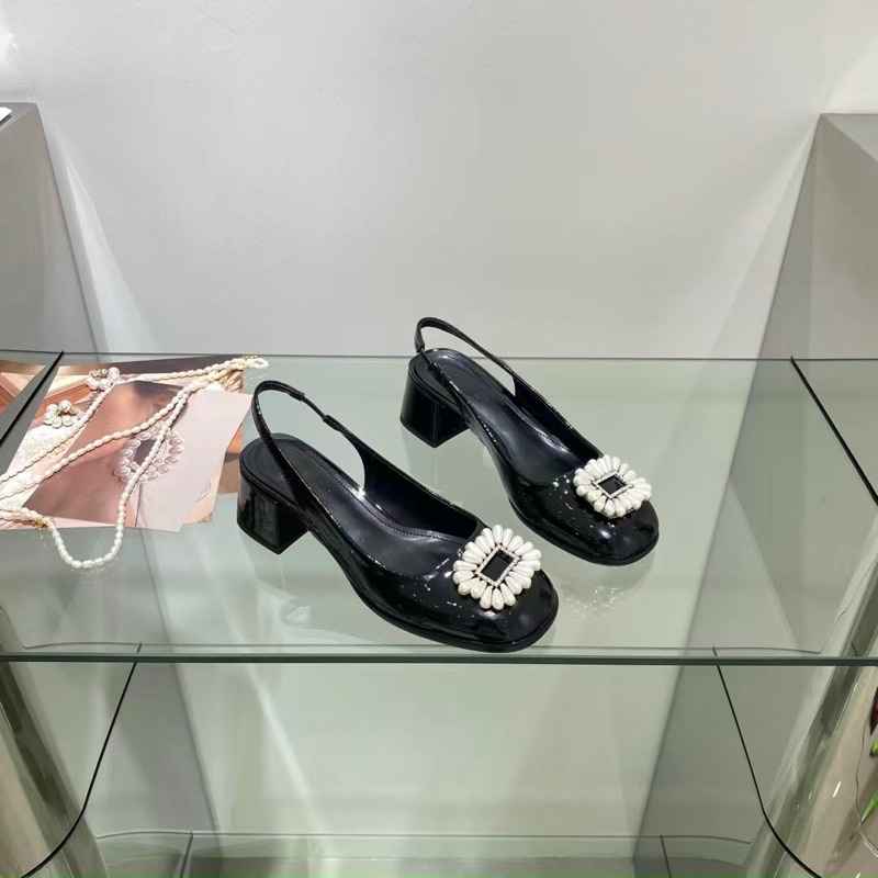 SORAMI.SHOES-Xăng đan Slingback đính hạt ngọc siêu xinh