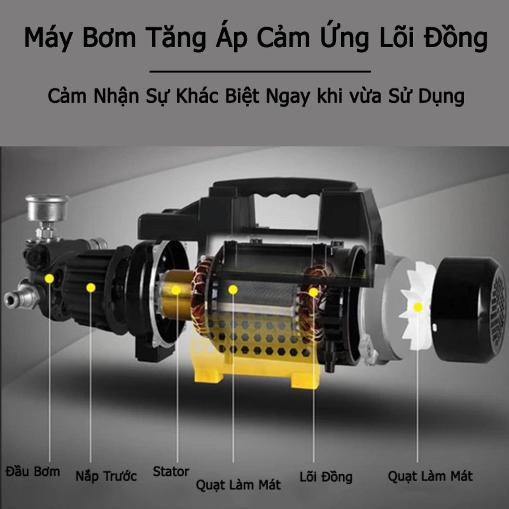Máy rửa xe ô tô gia đình công nghiệp HITACHI 2900W mini rửa xe cao áp tạo bọt tuyết - Có áp chống giật - Chống cháy
