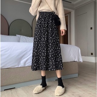 Chân váy hoa nhí nữ Madela dáng dài qua gối kiểu dáng vintage-CVHN11