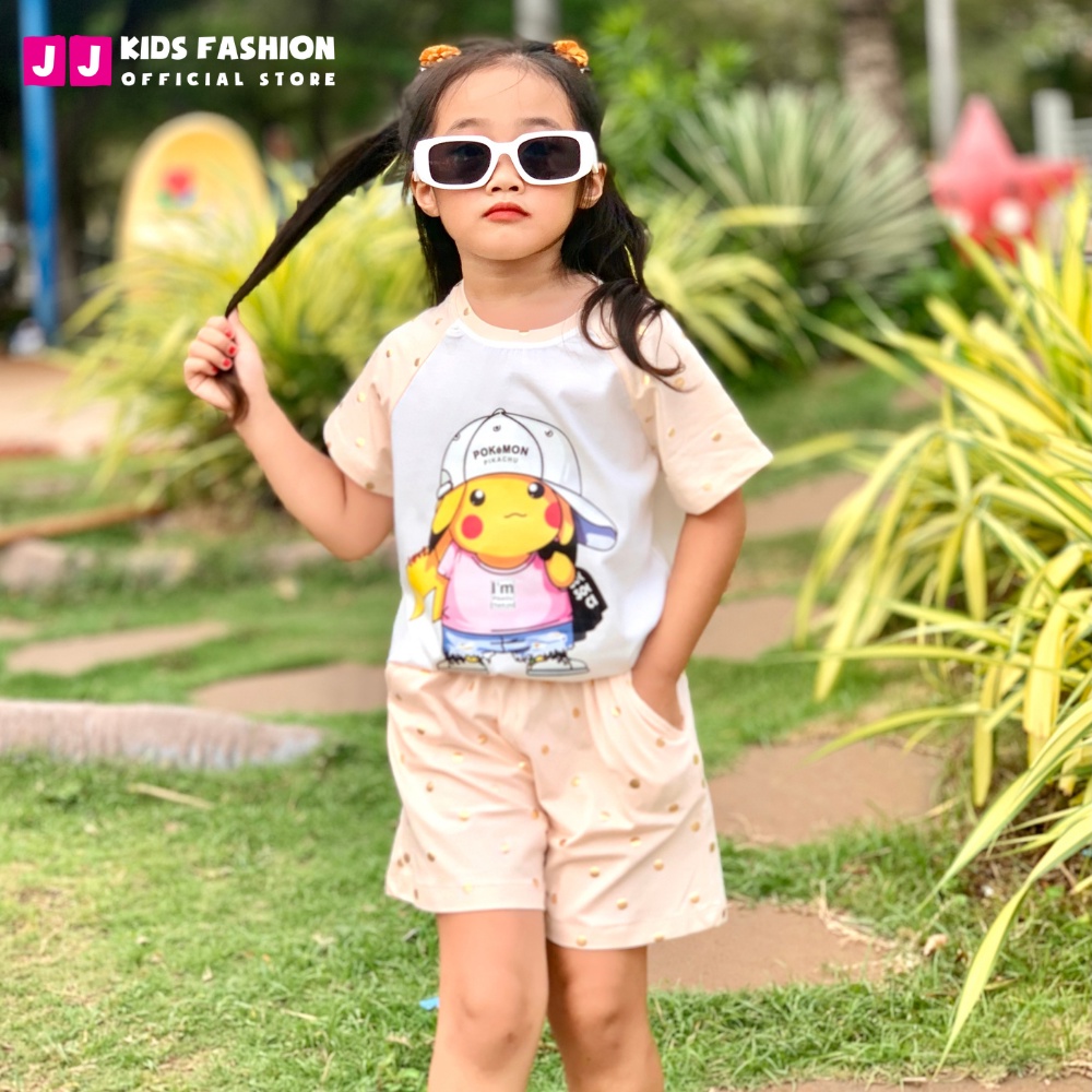 Bộ bé gái mùa hè JJ Kids, vải cotton họa tiết dễ thương, năng động cho trẻ em 2,3,4,5,6,7,8,9,10,11,12 tuổi  [JJK_B5]