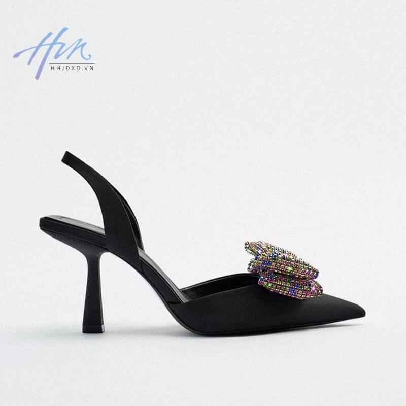 Hàng Mới Về Mới Giày Cao Gót Mũi Nhọn Đính Đá Thời Trang Mùa Hè 2023 Dành Cho Nữ